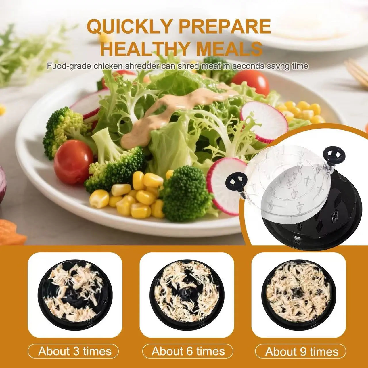 Chicken Shredder Tool Twist Large for Kitchen, Bpa-Free Food-Safe Meat Grinder, Visible Chicken Breast Meat Shredder with Strong Anti-Slip Bottom & Ergonomic Handle, Black