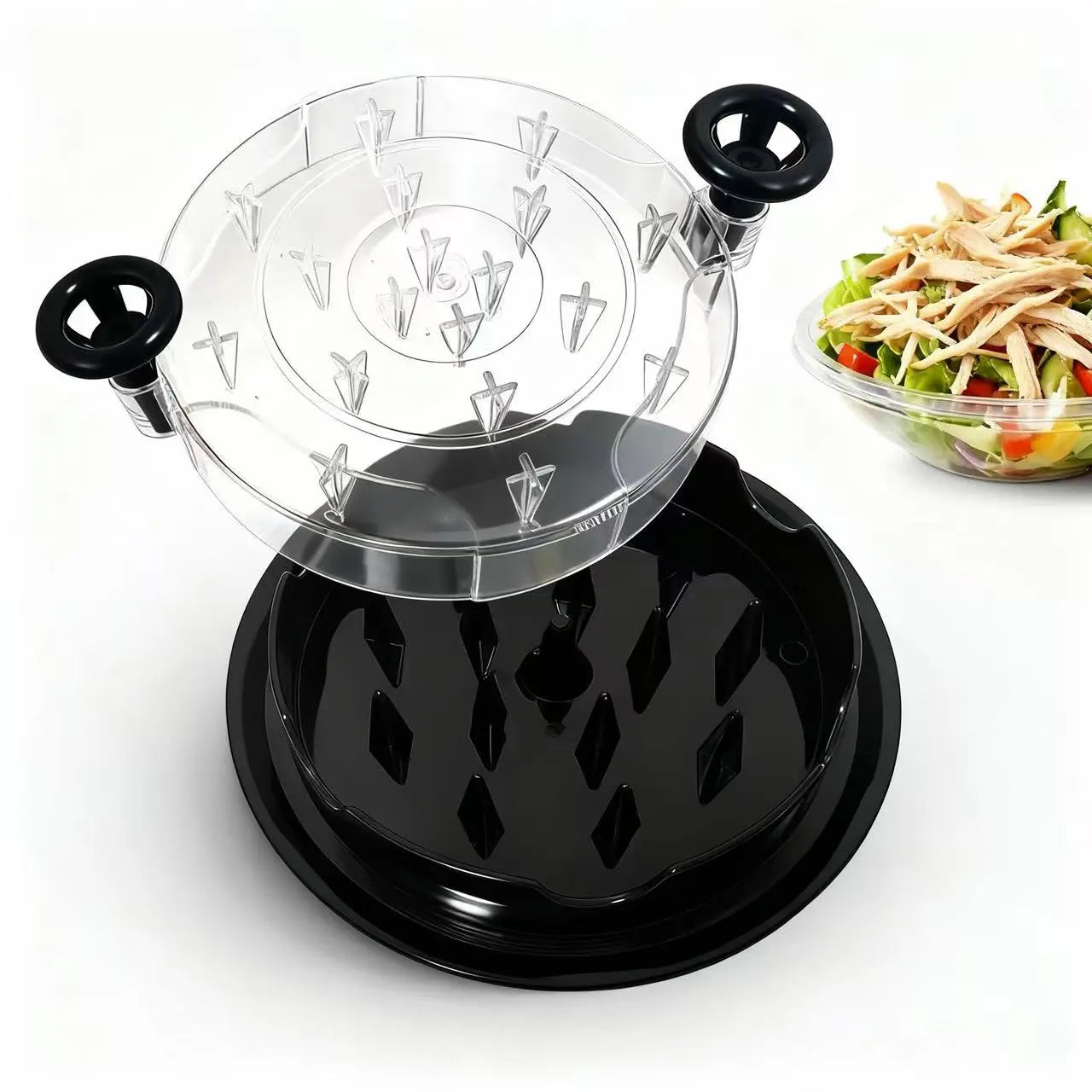 Chicken Shredder Tool Twist Large for Kitchen, Bpa-Free Food-Safe Meat Grinder, Visible Chicken Breast Meat Shredder with Strong Anti-Slip Bottom & Ergonomic Handle, Black