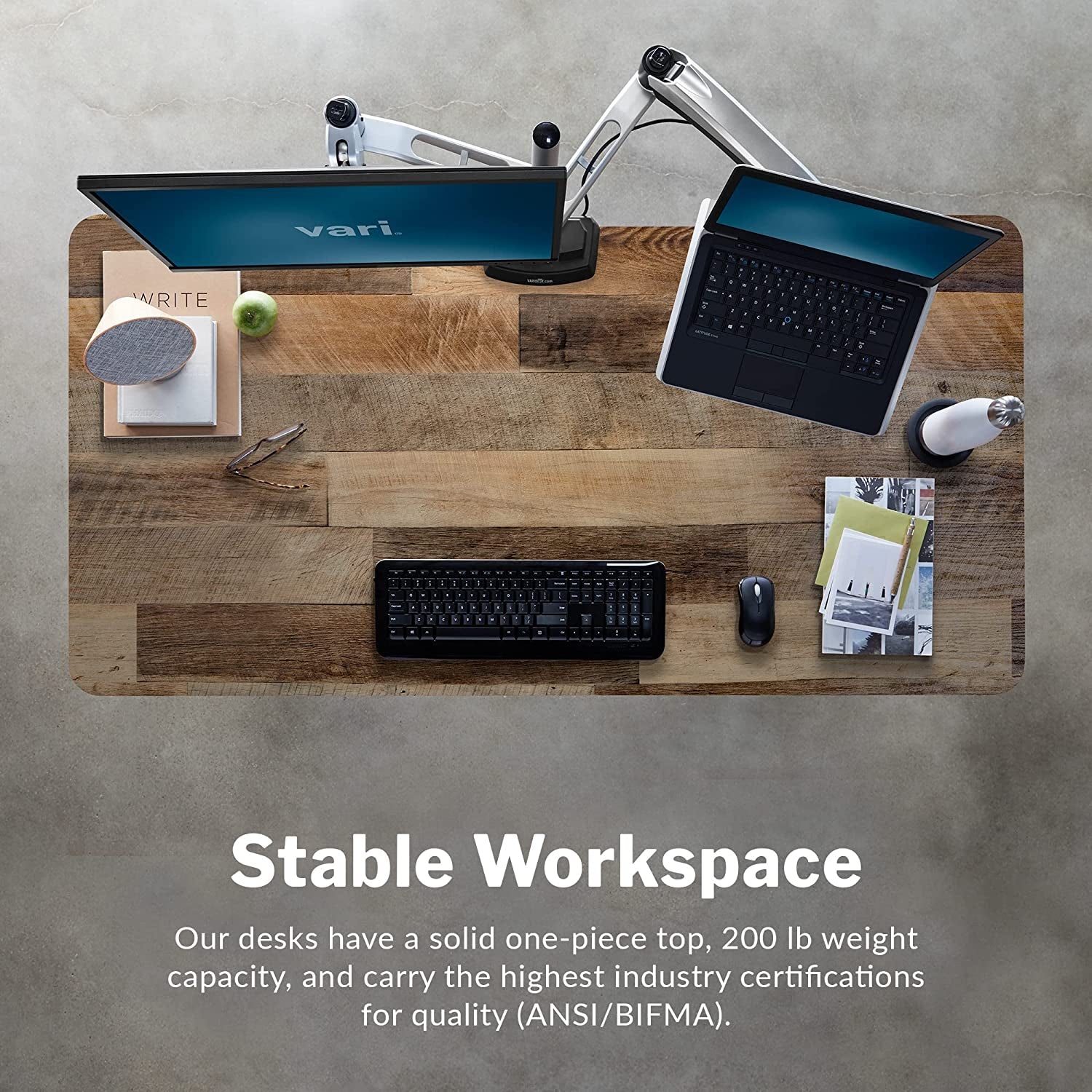 Electric Standing Desk 60" X 30" - Dual Motor Sit to Stand Desk - Push Button Memory Settings - Solid Top with Height Adjustable Steel Legs - Work or Home Office Desk - (Reclaimed Wood)