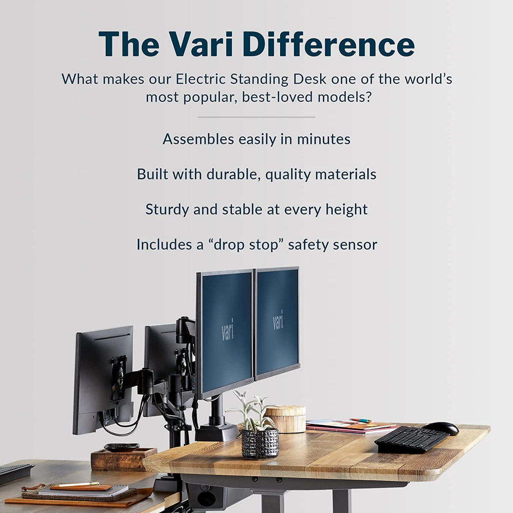 Electric Standing Desk 60" X 30" - Dual Motor Sit to Stand Desk - Push Button Memory Settings - Solid Top with Height Adjustable Steel Legs - Work or Home Office Desk - (Reclaimed Wood)